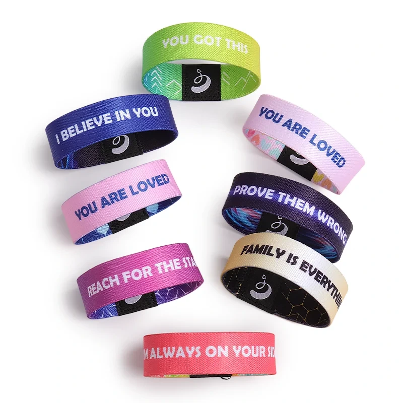 Custom Polyester Stretched Wrist Band Elastic Bracelet Wristband Logo 1