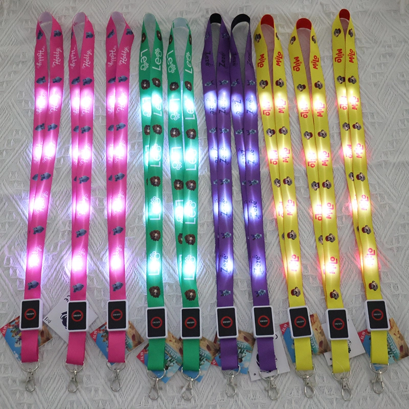 Lovecolour Factory Sell Promotional LED lanyards Custom Light-up lanyard Glow-in the dark Lanyard For Event 1