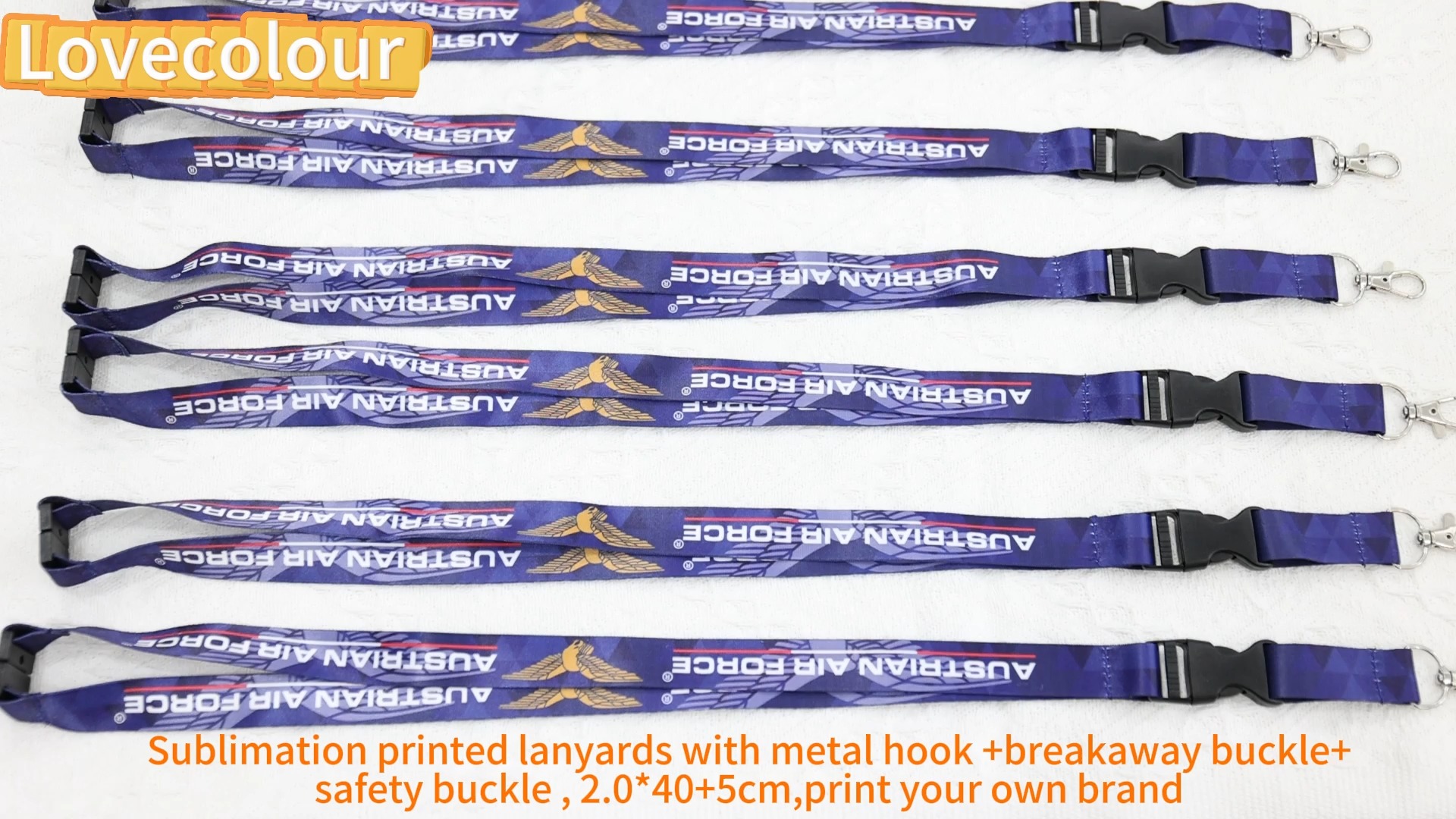 Lovecolour Polyester Sublimation Lanyard Modré Lanyard Custom Logo s rychloupínací sponou 1