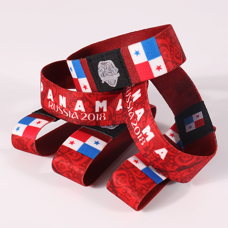 Custom Advertising Gift High Woven Fabric Bracelet Elastic For Wristband 6