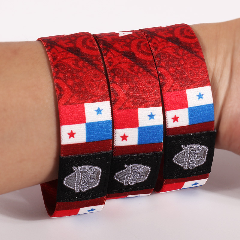 Custom Advertising Gift High Woven Fabric Bracelet Elastic For Wristband 5