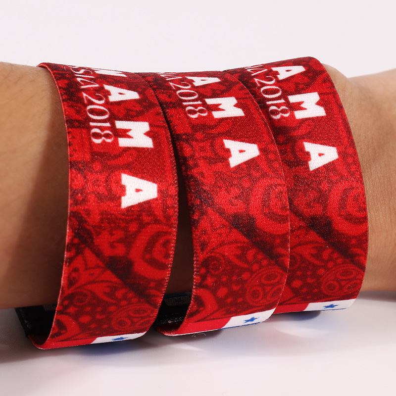 Custom Advertising Gift High Woven Fabric Bracelet Elastic For Wristband 4