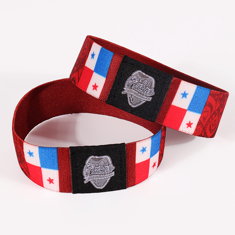 Custom Advertising Gift High Woven Fabric Bracelet Elastic For Wristband 3