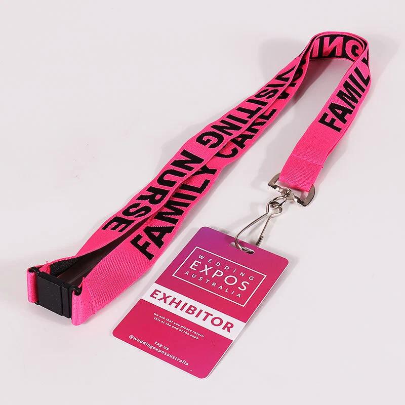 Pengilang Lanyard Promosi Tali Gelung Lencana Pemegang Kad Poliester Jacquard Tersuai dengan Logo 1