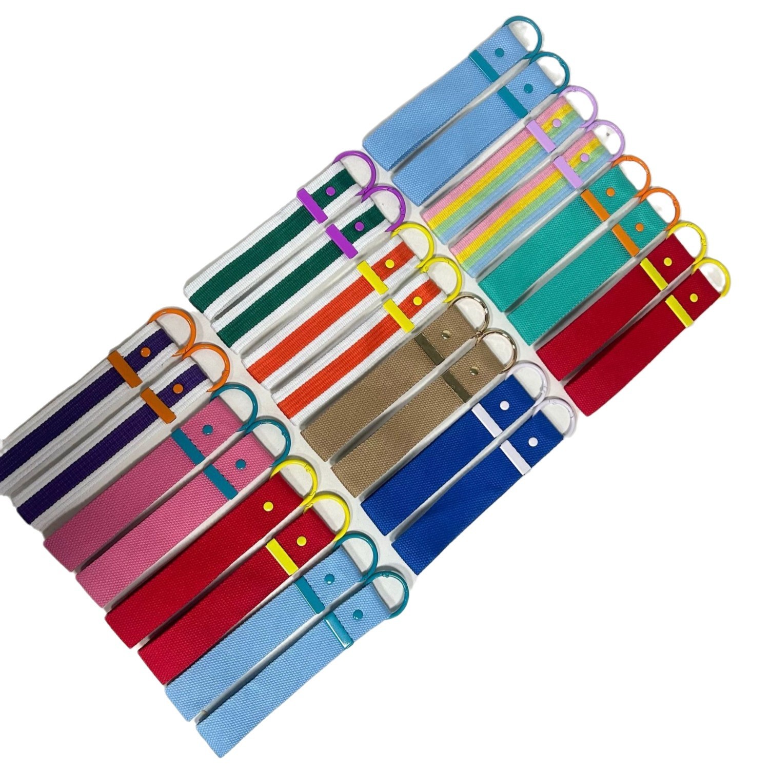 Fabrikspezifisches Polyester-Lanyard in leuchtenden Farben, kurzer Schlüsselanhänger mit Handgelenkschlaufe und Metallring 10