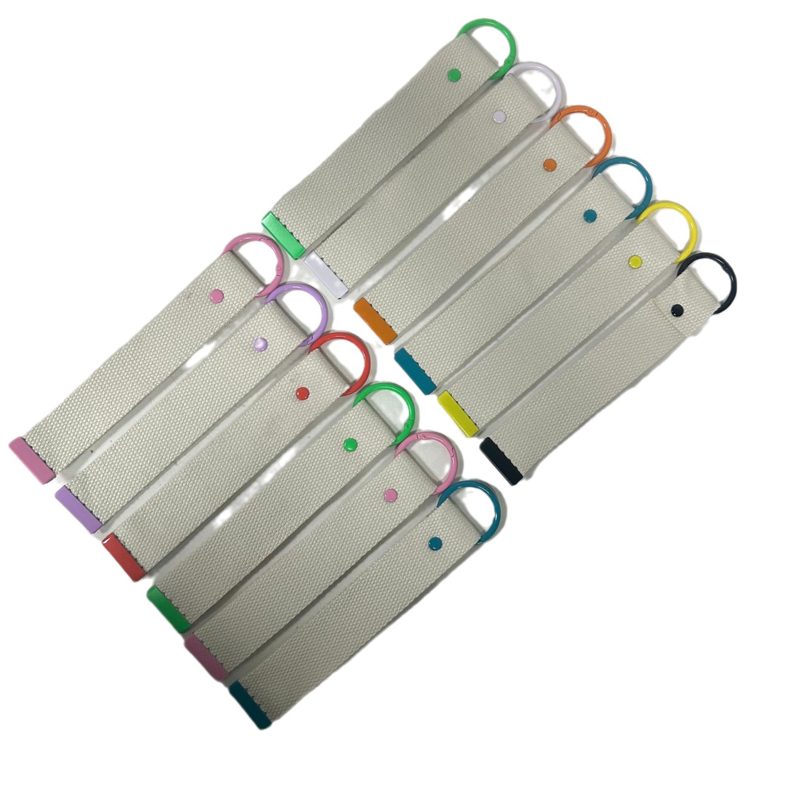 Fabrikspezifisches Polyester-Lanyard in leuchtenden Farben, kurzer Schlüsselanhänger mit Handgelenkschlaufe und Metallring 8