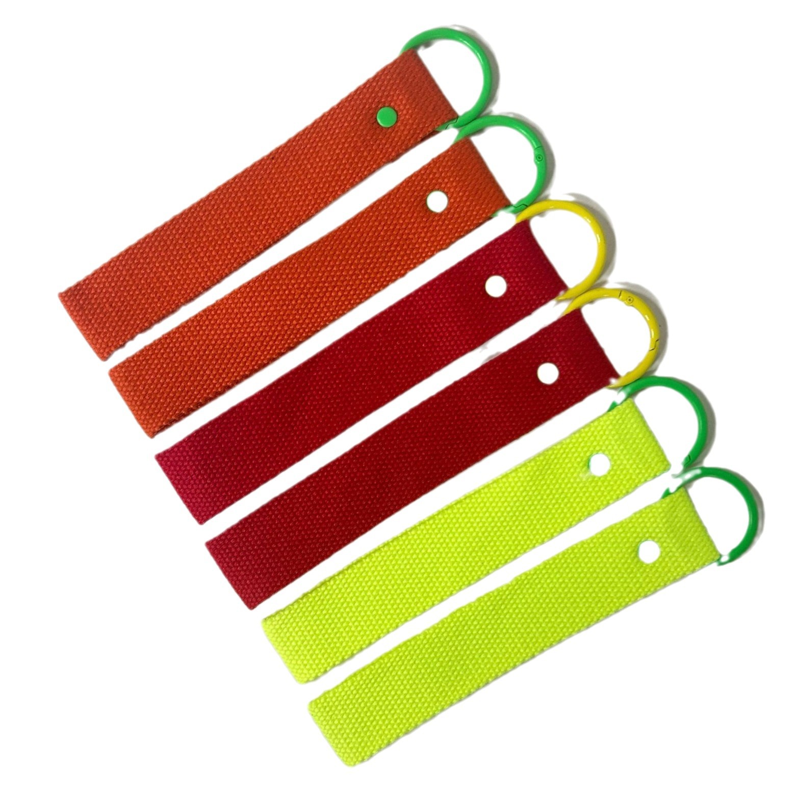 Fabrikspezifisches Polyester-Lanyard in leuchtenden Farben, kurzer Schlüsselanhänger mit Handgelenkschlaufe und Metallring 3