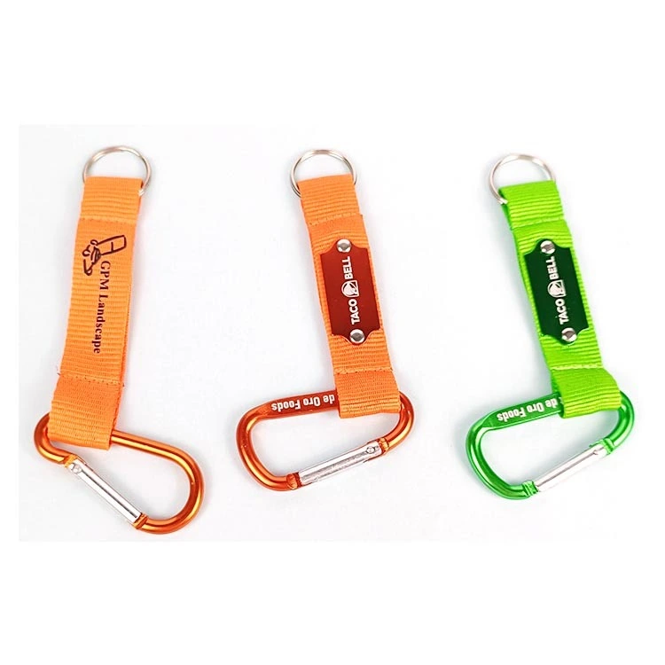 High Quality Manufacturer custom logo short lanyard carabiner keychain with strap carabiner hook 1