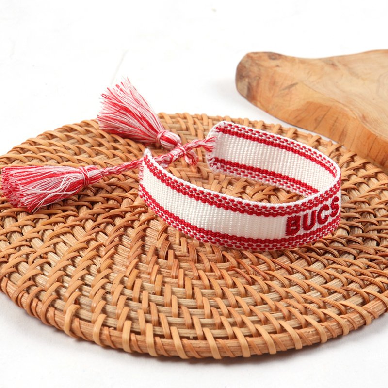 Fabricante de pulseiras de marca de tecido de pulseiras bordadas personalizadas 6