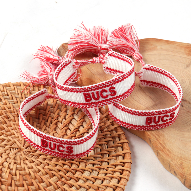 Fabricante de pulseiras de marca de tecido de pulseiras bordadas personalizadas 5