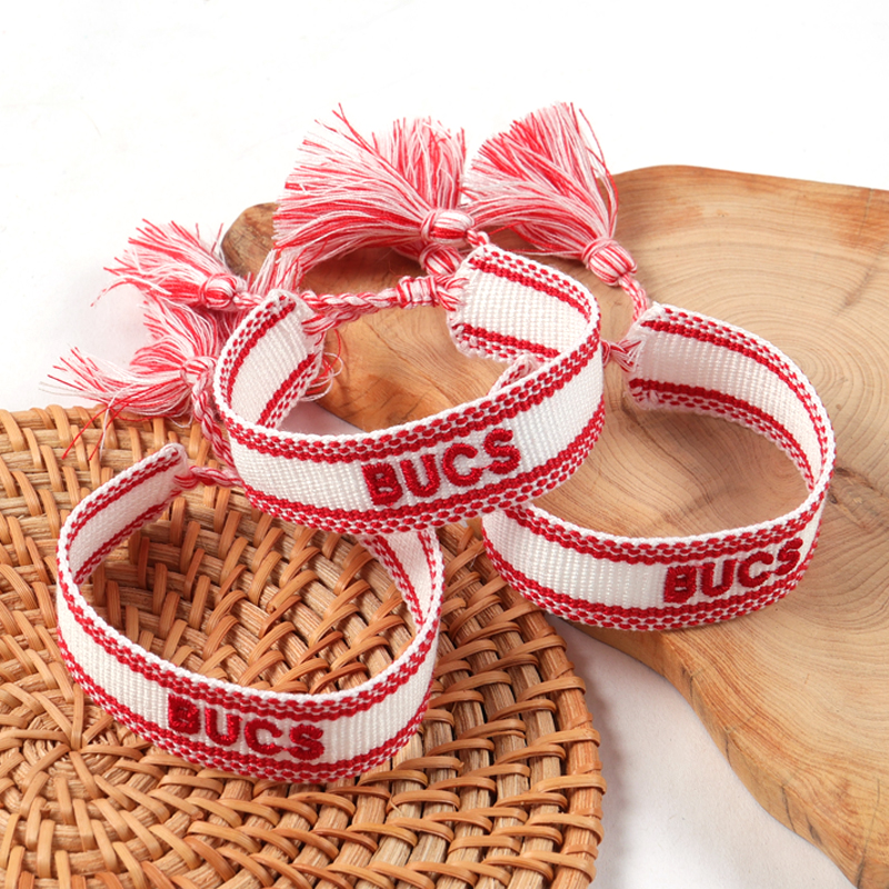 Fabricante de pulseiras de marca de tecido de pulseiras bordadas personalizadas 4
