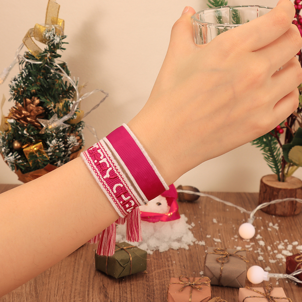 Stickerei-Quasten-Armbänder, individuelles Weihnachtstag-Stoff-Armband, Neujahrsgeschenk 6