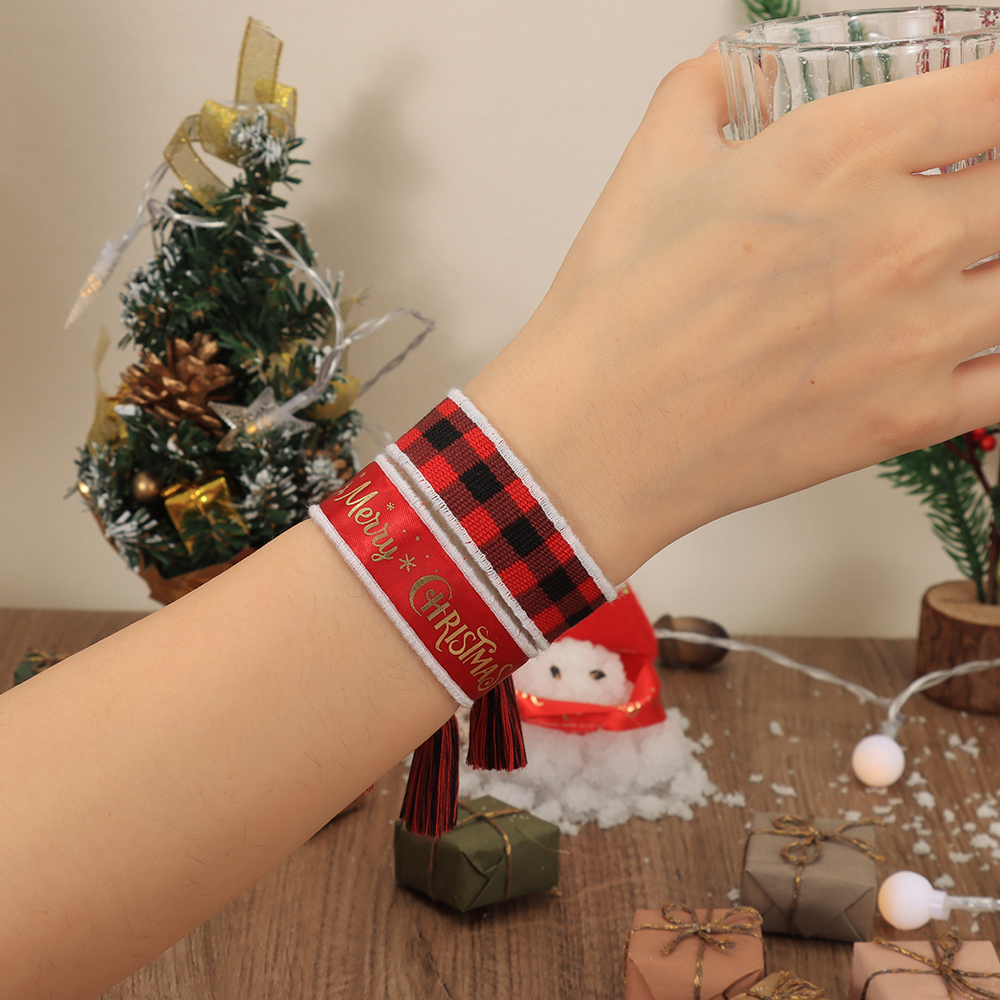 Stickerei-Quasten-Armbänder, individuelles Weihnachtstag-Stoff-Armband, Neujahrsgeschenk 7