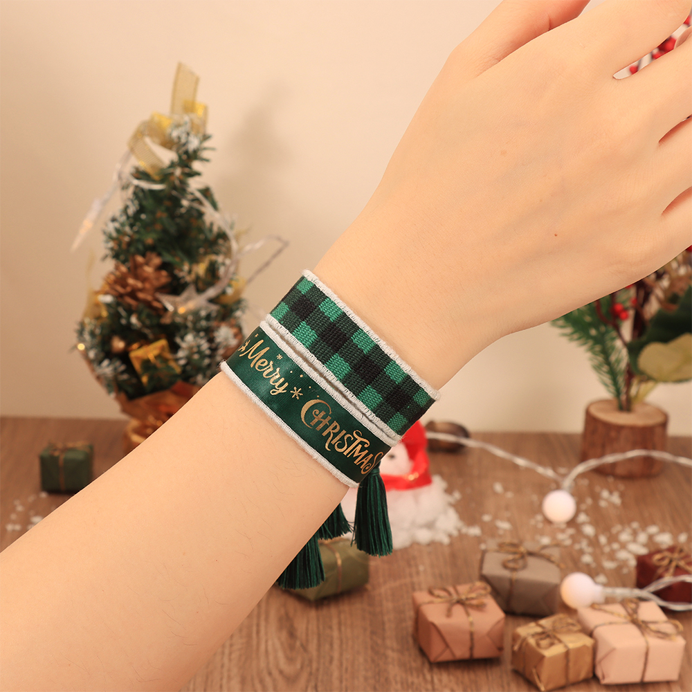 Stickerei-Quasten-Armbänder, individuelles Weihnachtstag-Stoff-Armband, Neujahrsgeschenk 8