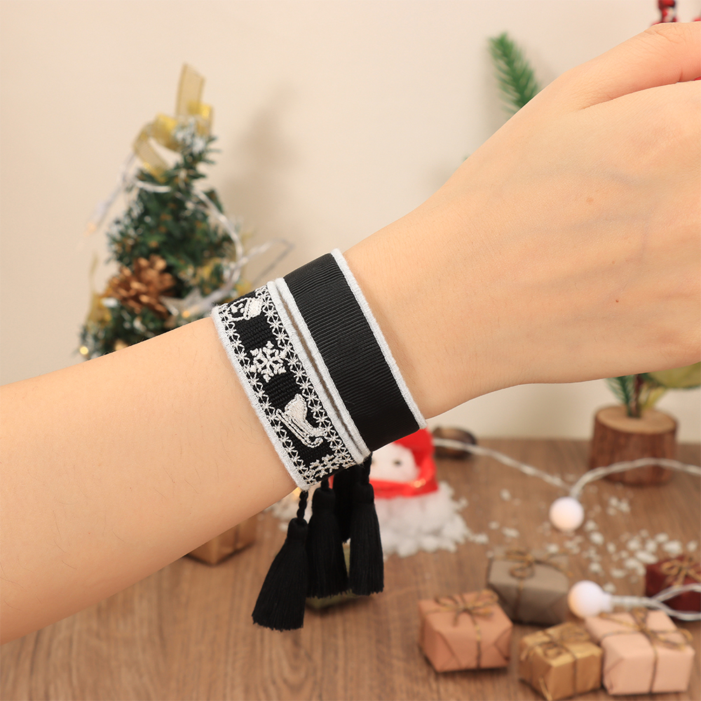 Stickerei-Quasten-Armbänder, individuelles Weihnachtstag-Stoff-Armband, Neujahrsgeschenk 5