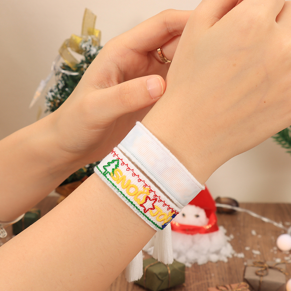 Stickerei-Quasten-Armbänder, individuelles Weihnachtstag-Stoff-Armband, Neujahrsgeschenk 4