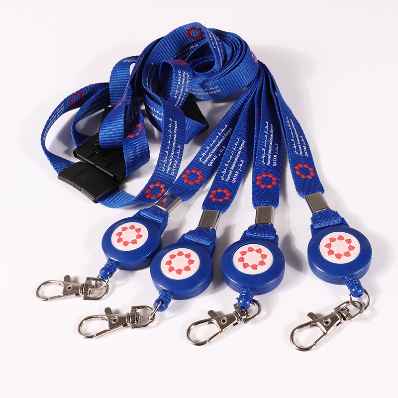 Fabriksanpassad polyester Silk Skärmtryck Lanyard med Badge Reel Holder 1