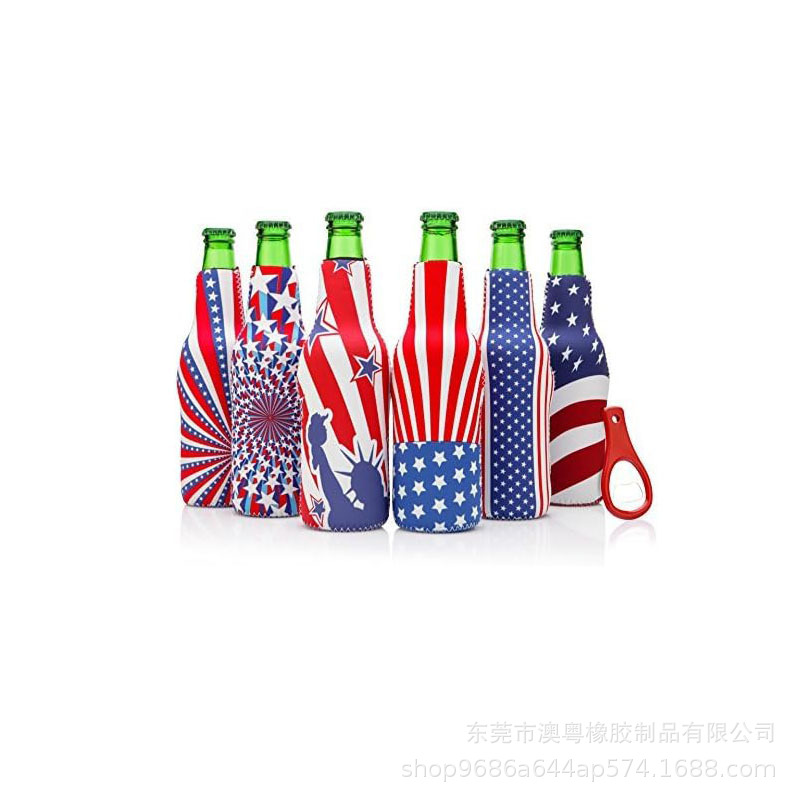 Brugerdefineret neopren flaskehylster America Flag Logo 330ML dåseflaskehylster 3 mm tykkelse 2