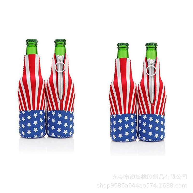 Brugerdefineret neopren flaskehylster America Flag Logo 330ML dåseflaskehylster 3 mm tykkelse 3