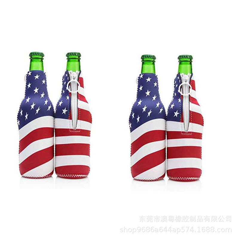 Brugerdefineret neopren flaskehylster America Flag Logo 330ML dåseflaskehylster 3 mm tykkelse 4
