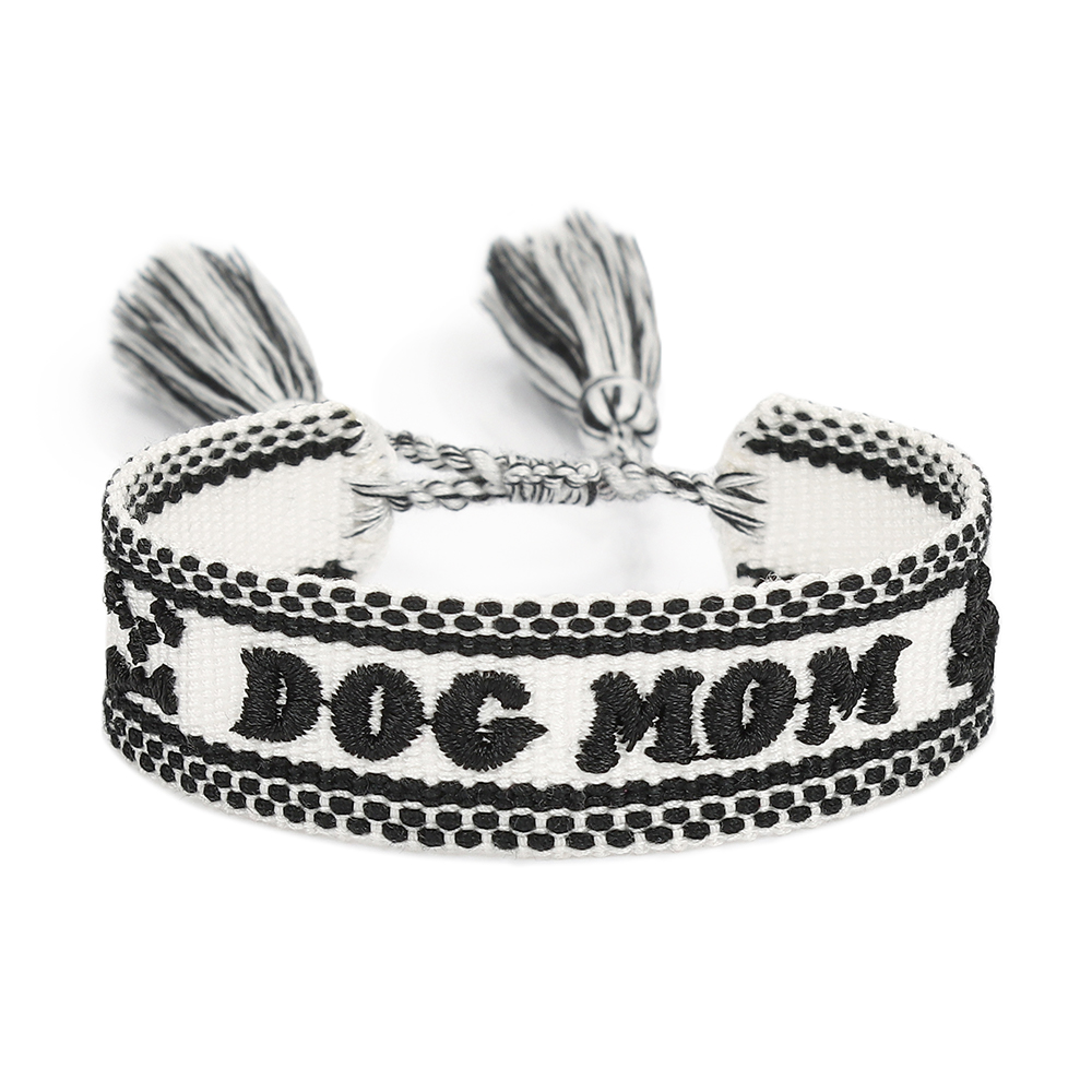Embroidered Bracelet Factory Custom Adjustable Woven Bracelet with Words 10