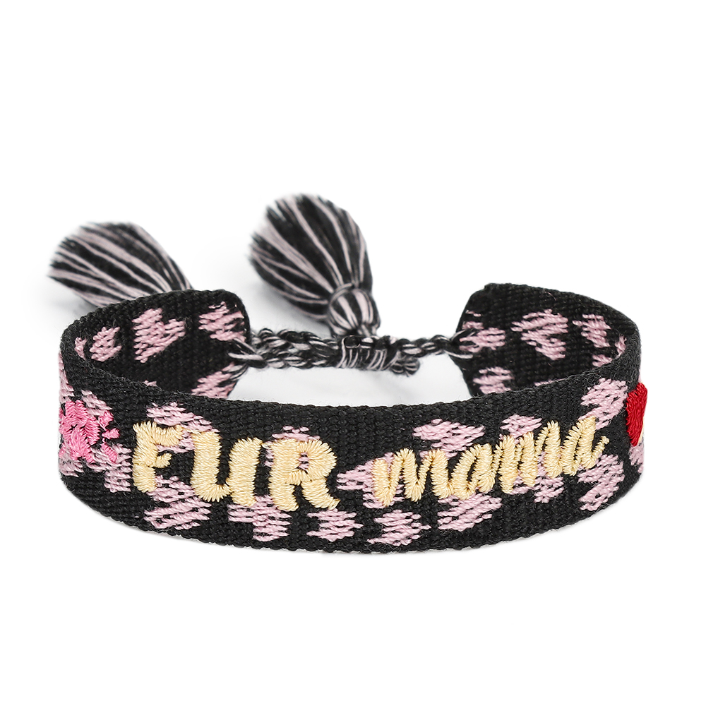 Embroidered Bracelet Factory Custom Adjustable Woven Bracelet with Words 8