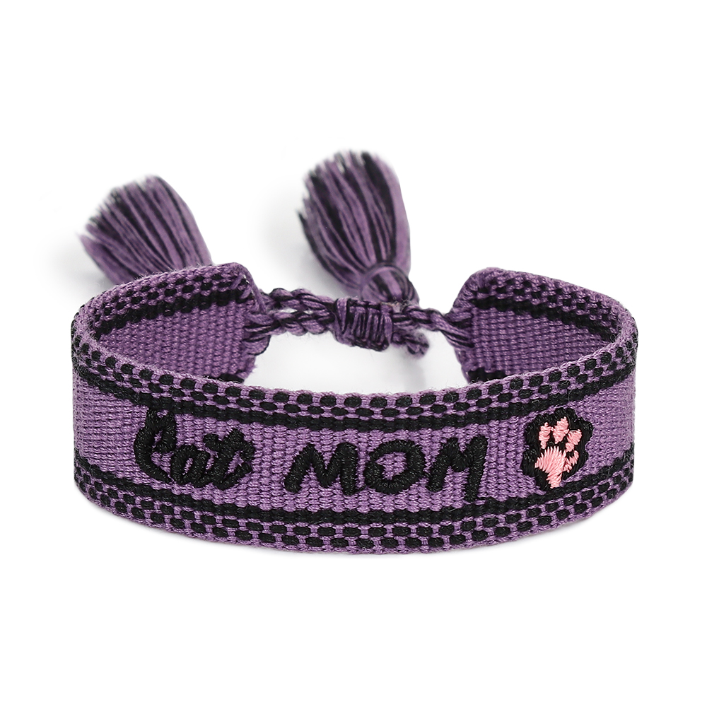 Embroidered Bracelet Factory Custom Adjustable Woven Bracelet with Words 7
