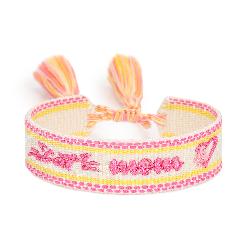 Embroidered Bracelet Factory Custom Adjustable Woven Bracelet with Words 4