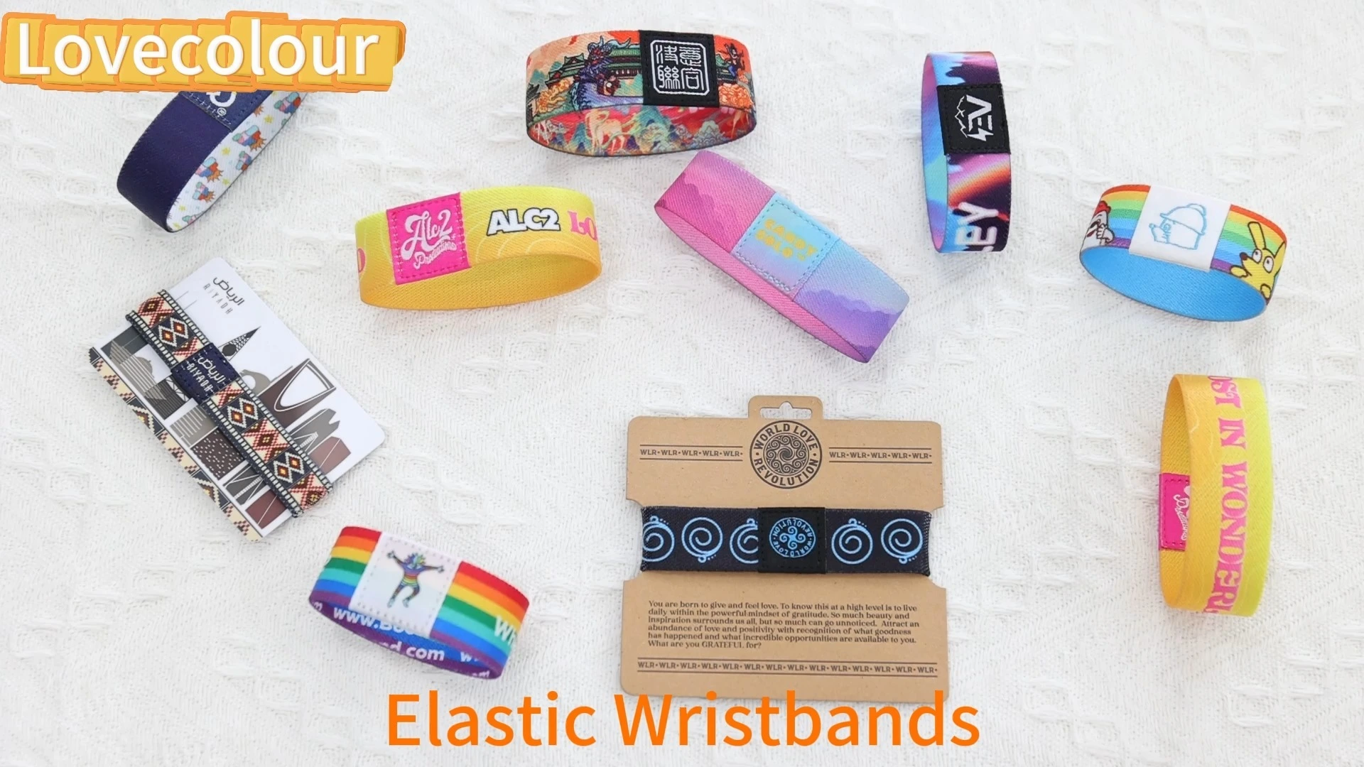 Lovecolour Factory Supply Custom Elastic Wristbands With Card Packing 1