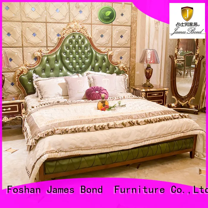 green traditional bedroom sets solid wood for villa James Bond 1