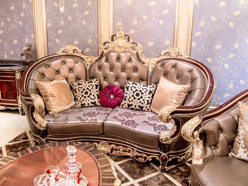 Sofa cổ điển James Bond Sofa truyền thống gỗ nguyên khối màu nâu nhạt A2810 3