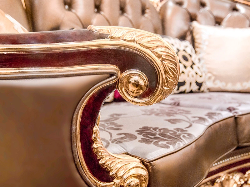 Sofa cổ điển James Bond Sofa truyền thống gỗ nguyên khối màu nâu nhạt A2810 5