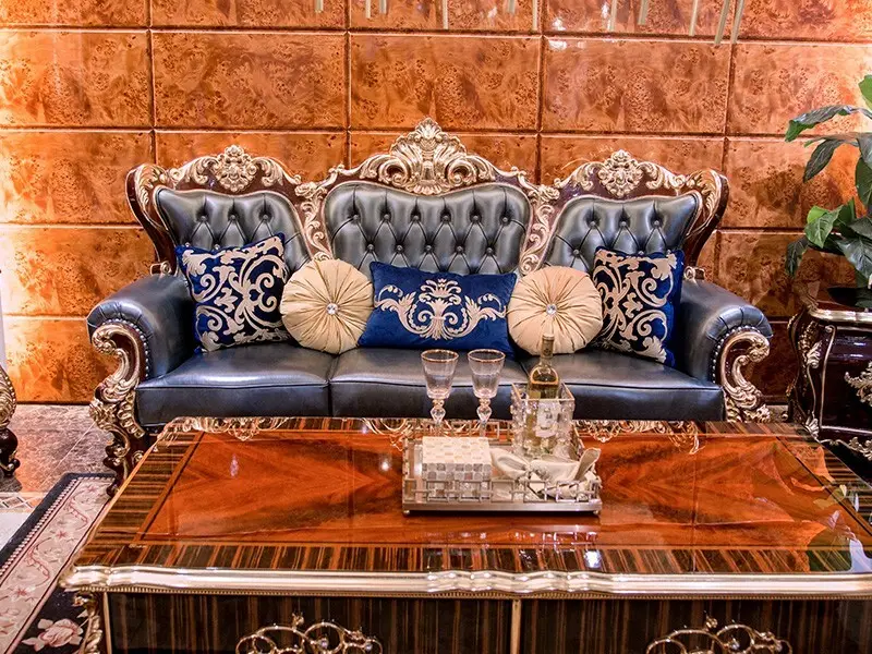 James Bond classical sofa design 14k gold and solid Deep blue A2815 3