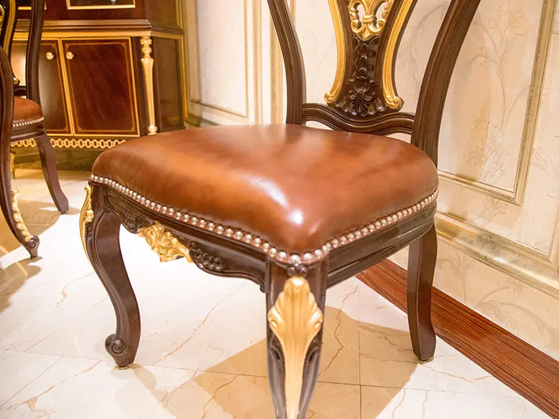 James Bond classic dining chair 14k gold and solid wood Light brown JP606 4