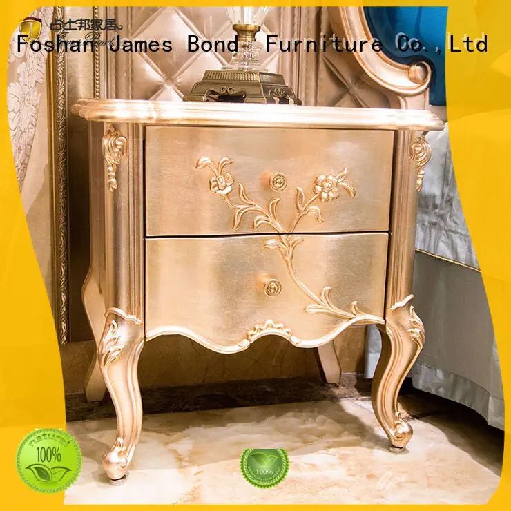 James Bond  Classical bedside table designs 14k gold and solid wood  JP615（golden）1 1