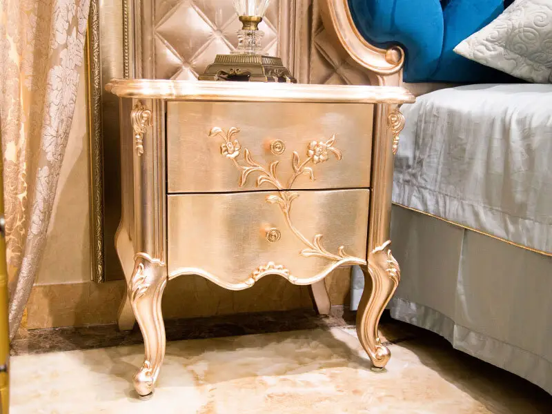 James Bond  Classical bedside table designs 14k gold and solid wood  JP615（golden）1 2