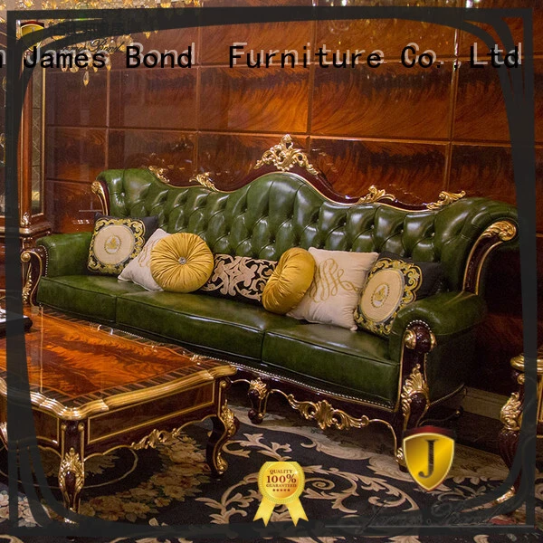 โซฟาสไตล์หรูหราคลาสสิกของ James Bond สีทอง 14k และไม้เนื้อแข็ง สีเขียวเข้ม JF508 1