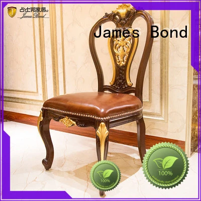 เก้าอี้ทานอาหารคลาสสิกของ James Bond ทองคำ 14k และไม้เนื้อแข็ง สีน้ำตาลอ่อน JP606 1