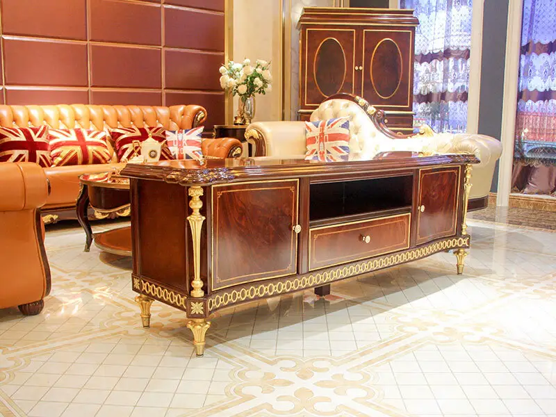 James Bond classical coffee table furniture 14k gold and solid wood with piano resin paint A tank barrels D2794 2