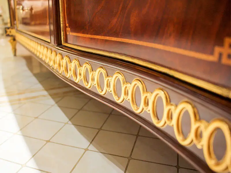 James Bond classical coffee table furniture 14k gold and solid wood with piano resin paint A tank barrels D2794 5