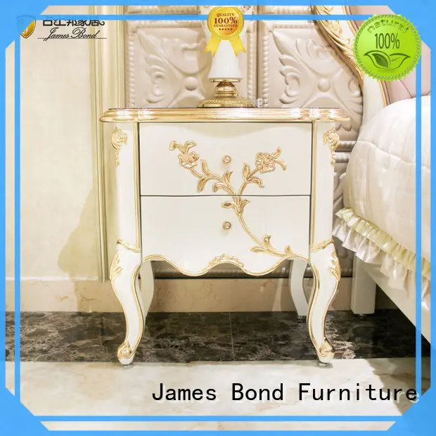 Mesita de noche clásica de madera maciza James Bond al por mayor para apartamento 1