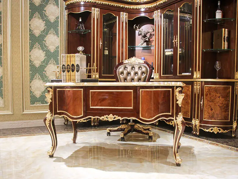 James Bond classical coffee table furniture 14k gold and solid wood with piano resin paint A tank barrels D2805 2