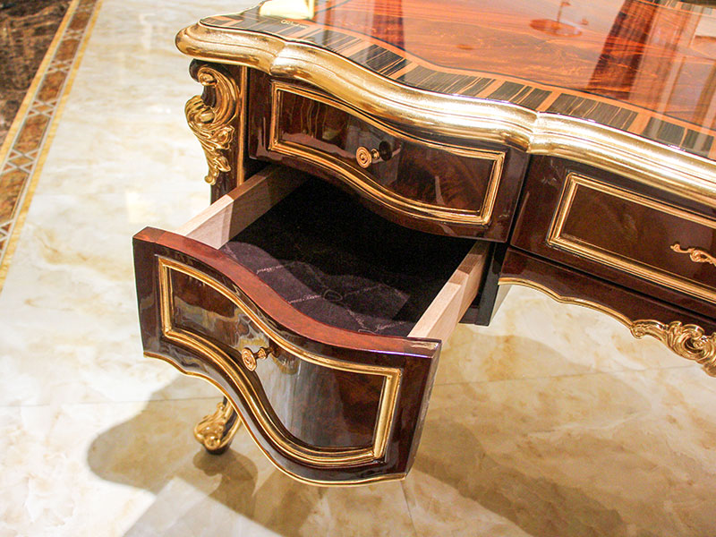 James Bond classical coffee table furniture 14k gold and solid wood with piano resin paint A tank barrels D2806 5