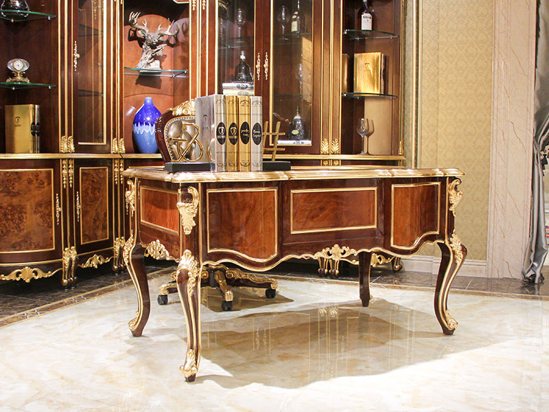 James Bond classical coffee table furniture 14k gold and solid wood with piano resin paint A tank barrels D2806 3