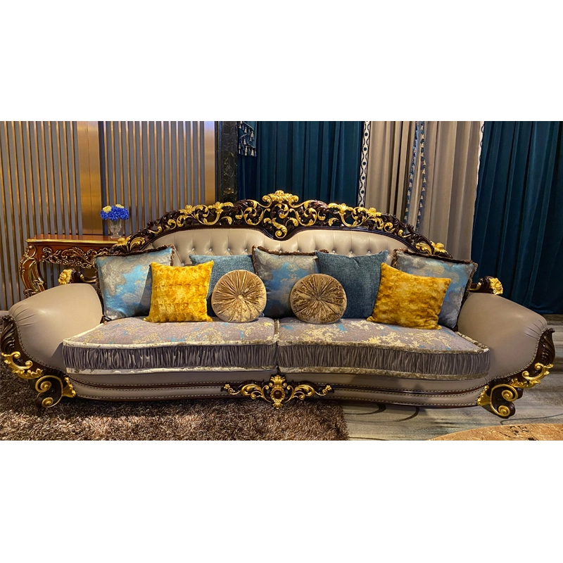 Italian furniture hand-carved hand-pasted gold leaf luxury classic sofa DS205 1