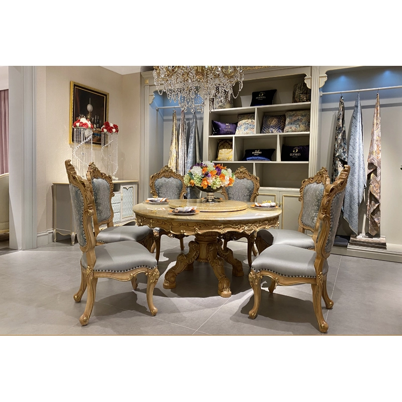 luxury furniture quality marble classic dining table set T-3301-1 1