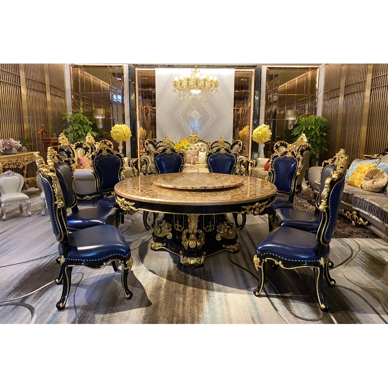 Royal furniture Super luxury gold foil classic dining table T-3313-1 1