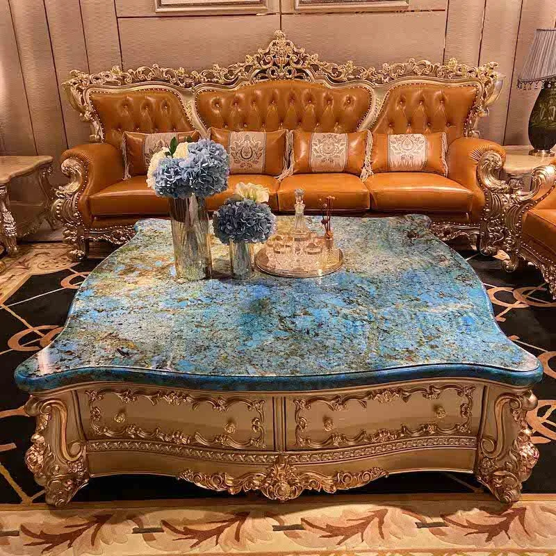 Royal furniture luxury blue natural marble coffee table 1