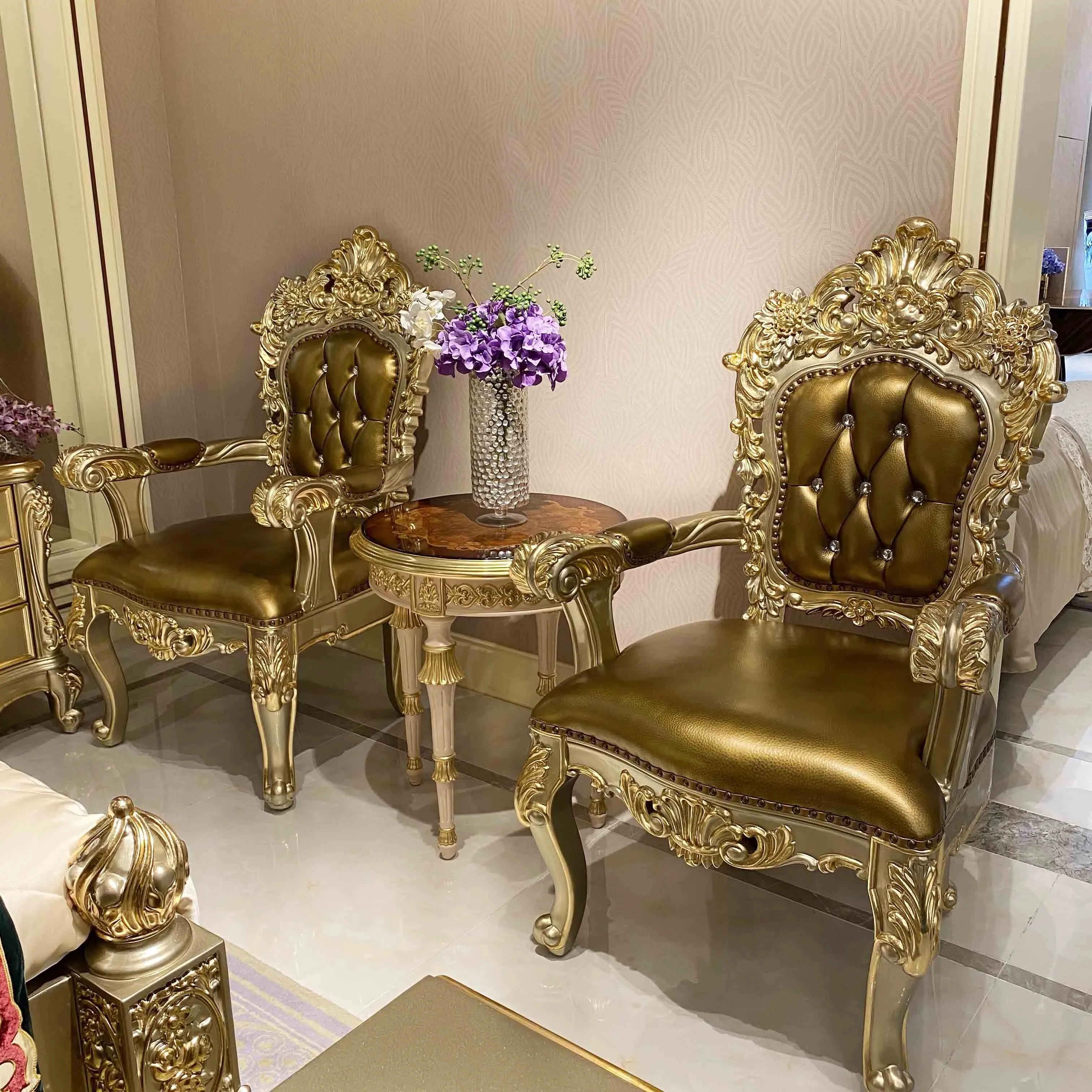 Luxury Italian furniture Hand carved classic leisure chair 1