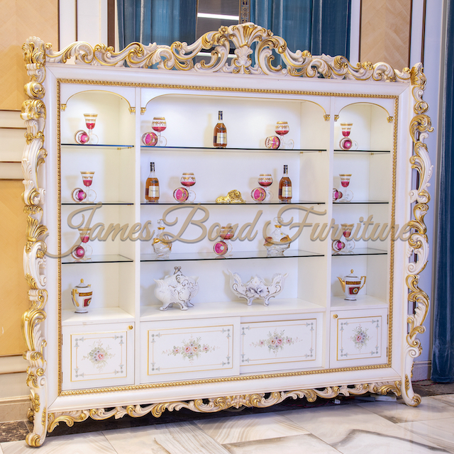 Italian Style Furniture Classic Wine Cabinet With Inlaid Shells 1